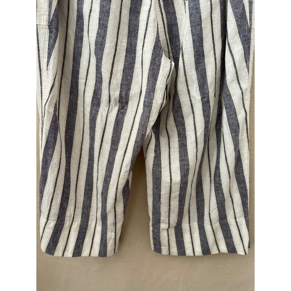 Zac & Rachel Striped Tie Belt Waist Linen Blend Beach/Lounge Pants - Picture 11 of 12